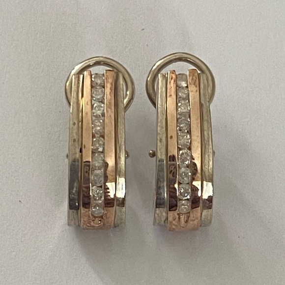 Jewelry - 💎 .54ct Diamond 14k solid rose gold and 925 silver earrings genuine real stones